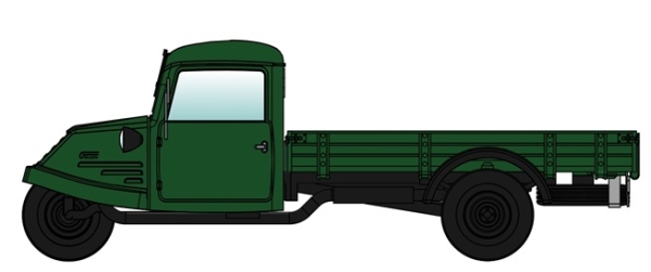 H0 D Dreirad Goliath GD 750 Tiefpritsche Milchhandel Tenten, beladen mit Milchkannen, " Dreikantfeile -", Böttgen, etc...................