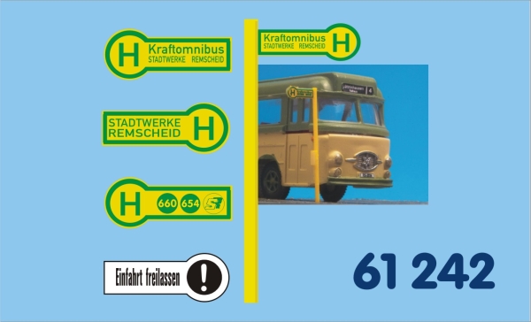 H0 Bus Haltestellenschilder Ep.III- IV Kraftomnibus Remscheid