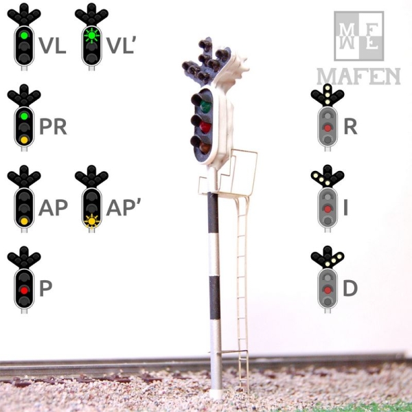 H0 E Signal RENFE Hauptsignal, LED 10 , grün, rot, gelb, Dreifachrichtung, etc.........................