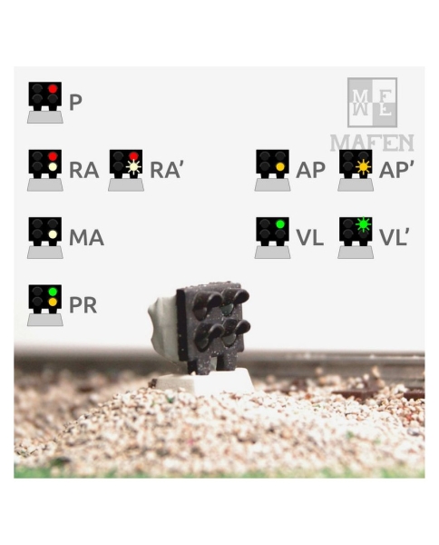 H0 E Bahnausstattung RENFE Zwerglichtsignal, LED 4,  grün, gelb, rot, weiss, etc..........................