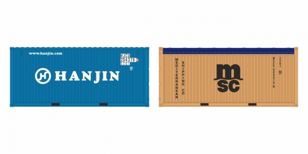 H0 Zurüstteile Container Set 2x, " Hanjin 20 LC+ MSC OT, Ep.VI, etc.....................................................