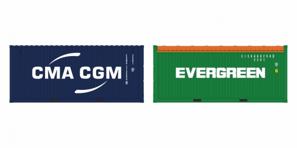 H0 Zurüstteile Container Set 2x, " CMA- CGM LC+ Evergreen OT ", Ep.VI, etc.......................................................