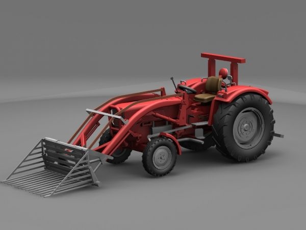H0 D Landmaschinen Traktor Güldner, G60, Frontlader, Ep.III, rot