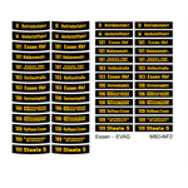 H0 Halling Decals Decals Decal für Essen Flexity M8D- NF2 Nr. 1607/ 1612, Bogen 1x, etc............