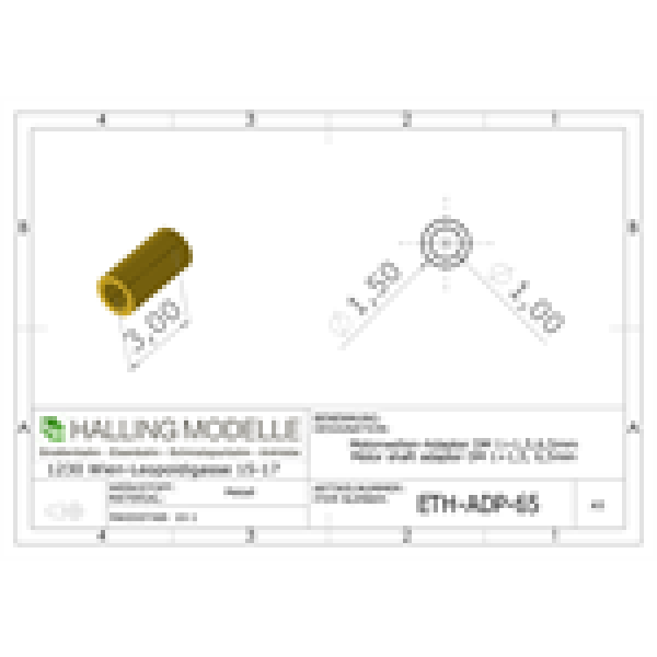 Halling Ersatzteile Adapterhülse für 1mm, Achse auf 1,5mm 3mm, etc..........................