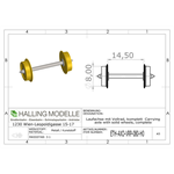 H0 Halling Ersatzteile Laufachsen H0, 8mm, mit vollscheibe, etc.......................................................