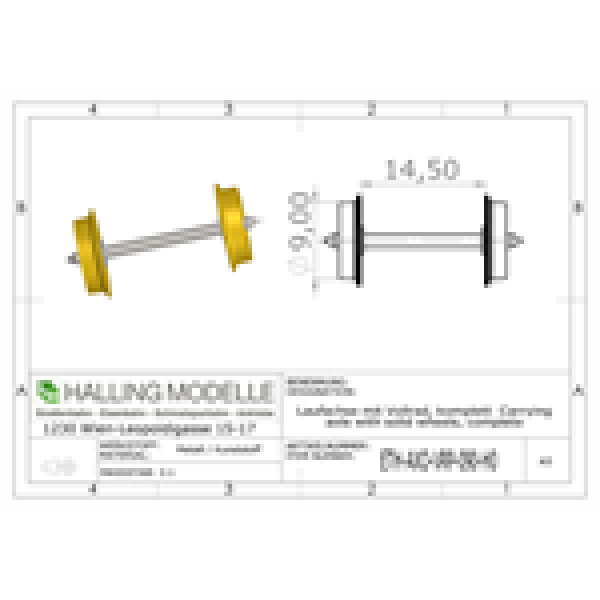 H0 Halling Ersatzteile Laufachse spitz, H0, 9mm, Vollrad, etc.......................... -