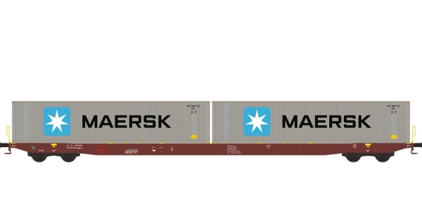 N PRI Containertragwagen Sggnss´80, 4A, Ep.VI, " MAERSK ", R= 228,2mm,  etc.....