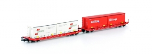N D DB Containertragwagen Set 2x, 4A, Ep.VI, Wechselpritsche, Wandt Railion.