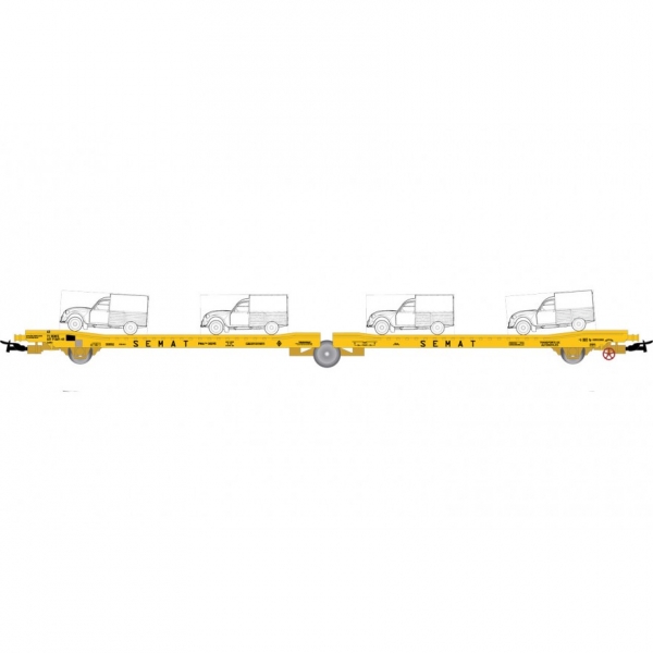 H0 E RENFE Autotransportwagen ,  3A, bel., Ep.IV,  " gelber Semat ", etc..............