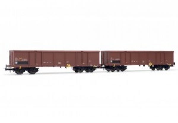 H0 I FS Güterwagen Eaos off. Set,  2x,  bel.,  4A,  Ep.V,  braun, " Schrott "