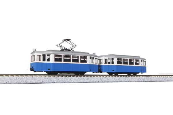N D Straßenbahn Düwag- Triebwagen+ Beiwagen, blau- weiß, R= 1, etc..................................................................................................
