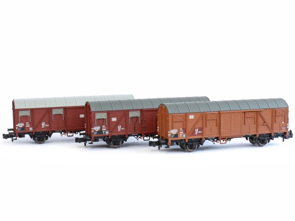 N D DB Güterwagen Set 3x, Gbs 245, ged. Nr.151 7 171 1, 151 7 178 6, 151 7 189 3, 2A, L= 78mm, Ep.IV, braun, etc.....................................