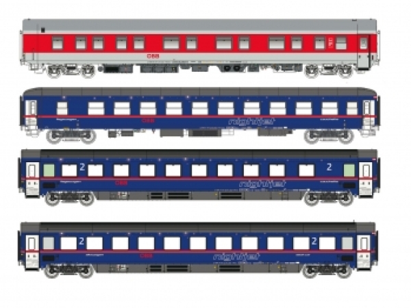 N Reisezugwagen Set 4x, 4A, Ep.   ., " NIGHT Jet "