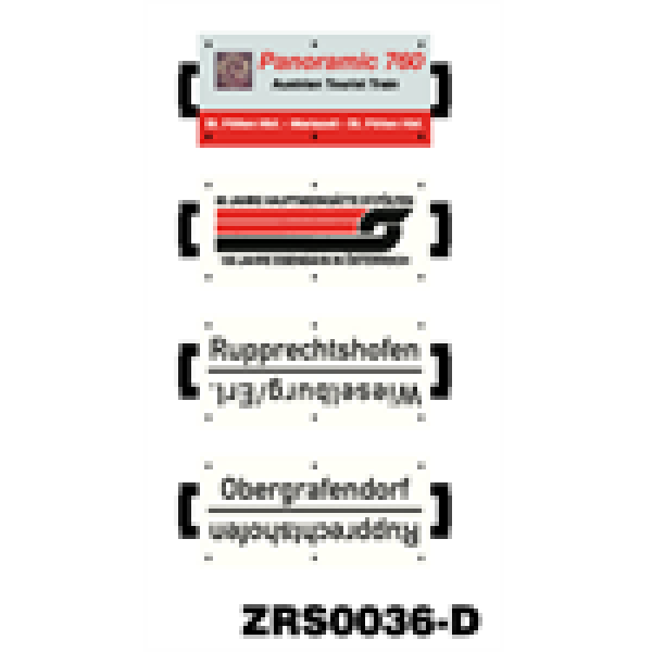 H0 Halling Tafeln Tafeln Zuglaufschilder " Panoramic 760 ", Satz 1x 4St., etc................