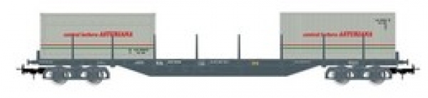 H0 E RENFE Flachwagen, bel., 4A, Ep.IV , grau, Container 3x 20", " Central Lechera Asturiana ", etc.............................