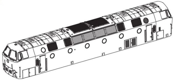 TT Piko Ersatzteile D DR Diesellokomotive BR 229 Gehäuse, dekoriert mit Fenster, etc.....................................................
