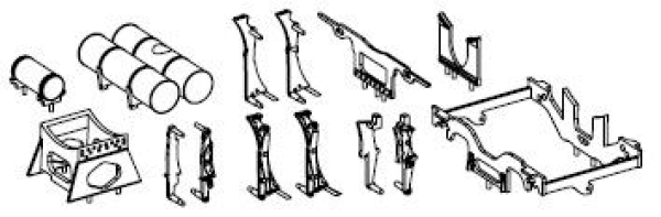 H0 Piko Ersatzteile D DB Dampflokomotive BR 03 275, 2C1, Ep.III, Luftkessel, Bremsen, Halter, etc............