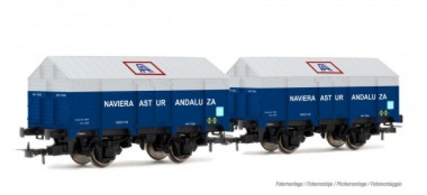 H0 E RENFE Güterwagen Set 2x, ged., 2A, Ep.II, Naviera Astur Andaluza, etc..................