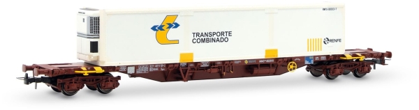 H0 E RENFE Containertragwagen MMC3, bel. mit Kühlcontainer, 4A, Ep.V, etc.......................................................