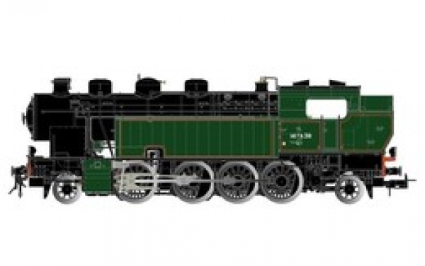 H0 F SNCF Dampflokomotive 141 TA 318,  Ep.III, schwarz- grün, etc............................