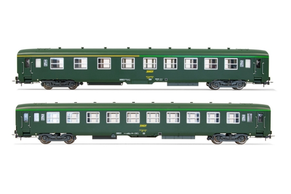 H0 F SNCF Reisezugwagen Set 2x, 4A, Ep.IV, grün, " Encadre´", etc......................