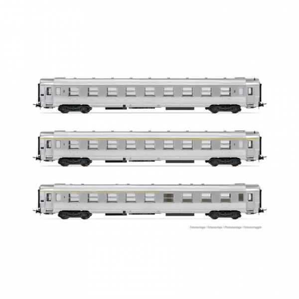 H0 F SNCF Reisezugwagen Set 3x, 4A, Ep.III,  " Inox  ", etc........................