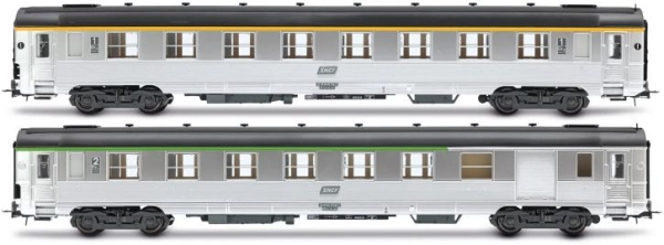 H0 F SNCF Reisezugwagen Set 2x, DEV Inox, kurz, 4A, Ep.IV- V, etc.......................