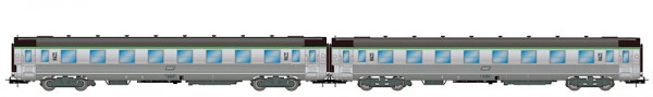 H0 F SNCF Reisezugwagen Set 2x, DEV Inox, kurz, B8 mit Corail Kl-Nr., 4A, Ep.IV- V, etc.......................