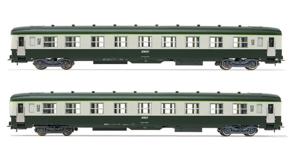 H0 F SNCF Reisezugwagen Set 2x, 4A, Ep.IV, grün- grau, etc.....................................