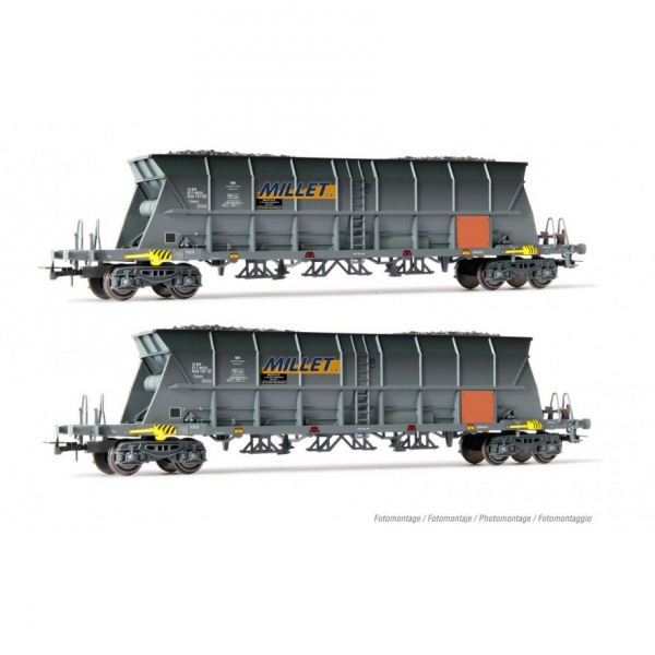 H0 F SNCF Selbstentladewagen EF60 Set 2x, 4A, Ep.VI, " MILLET " , etc.................................
