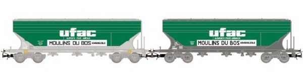 H0 F SNCF Getriedesilowagen Set 2x, " UFAC ", 4A, Ep.IV, grau-grün, etc................................................... H0 F SNCF Getriedesilowagen Set 2x, " UFAC ", 4A, Ep.IV, grau-grün, etc...................................................