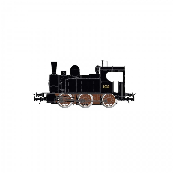 H0 Start Dampflokomotive 8030, schwarz, Räder rot, etc....................................