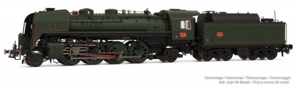 N F SNCF Dampflokomotive 141 R 1187, " Mistral ", Boxpokräder, L= 134mm, Öl, Ep.III, Sound, grün, etc........................