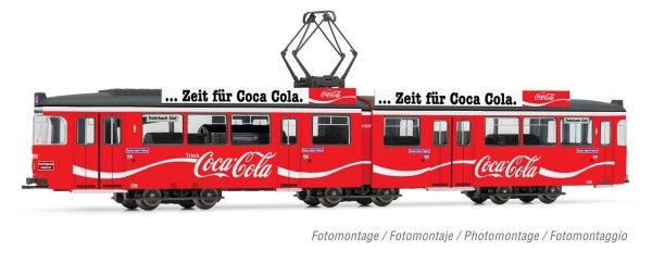 N D Heidelberg Straßenbahn Duewag GT6, 4A, Ep.IV, rot " Coca Cola ", etc.....................