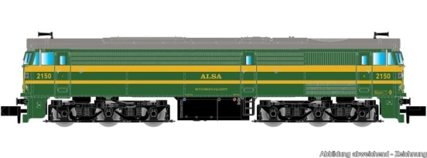 N ALSA Diesellokomotive 2150 , 6A, Ep.VI, grün- gelb, L= 116mm, Sound, etc...................................