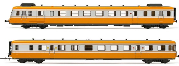 N F SNCF Dieseltriebwagen RGW II, 2teilig, 4A, Ep.IV, orange- silber, L= 329mm, R'=192mm, etc....................................
