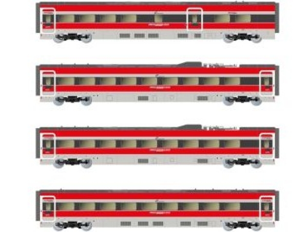 N I FS Reisezugwagen Set 4teilig, 4A, Ep.VI, " Le plaisir dún voyage nouveau, etc........................................