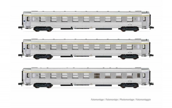 N F SNCF Personenwagen Set 3x, 4A, L= 471mm,  Ep.III, " Le Bourbonnais ", etc..........................
