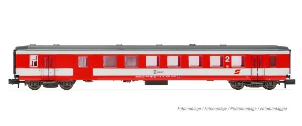 N A ÖBB Personenwagen, Kl.2, 4A, L=148mm, Ep.V- VI, " Schlierenwagen ", verkehrsrot/ achatgrau, etc........................