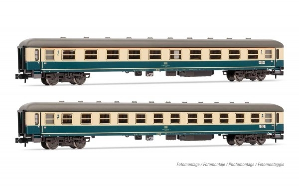 N D DB Reisezugwagen Set 2x, Am203 1x, BM233 1x, 4A, Ep.IV, L= 330mm, blau/ beige, etc..............................