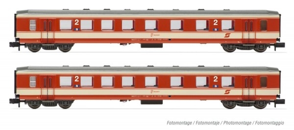 N A ÖBB Personenwagen Set 2x, Kl.2, L=296mm,  4A, Ep.IV- V, " Schlierenwagen ", Jaffa,  etc.................