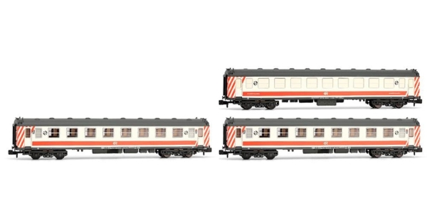 N E RENFE Reisezugwagen Set 3x, 5000, 4A, Ep.V, R= 228mm, L= 402mm, weiss- rot,
