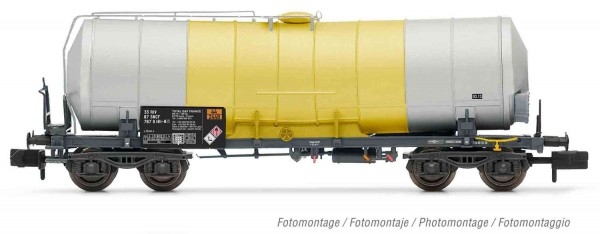 N F SNCF Kesselwagen, 4A, L= 86mm, Ep.V - VI, grau/ gelb, " Schwefeltransport  ", etc........................