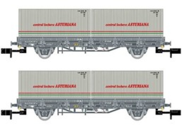 N E RENFE Flachwagen Set, 2x, bel., 4A, Ep.IV, " CENTRAL  ", etc.................................