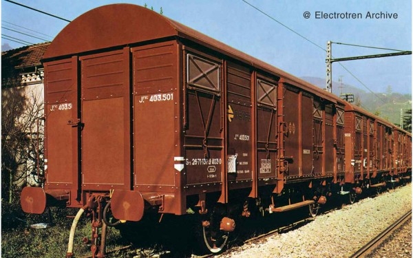 N E RENFE Güterwagen- Set.2x, ged., ORE, 2A, Ep.IV,  braun, etc........................
