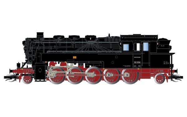 TT D DR Dampflokomotive BR 95 036, 1E1, Ep.III, rot/ Schwarz, Kohle, etc..................
