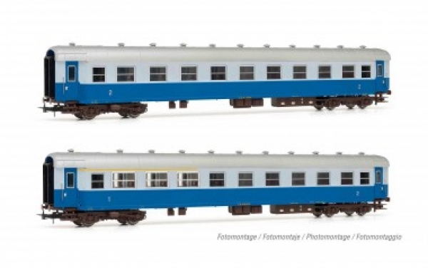 H0 I FS Personenwagen Set,  St.2x,  Kl.1/2- 2, 4A, Ep.III, " Treno Azzuro " blau