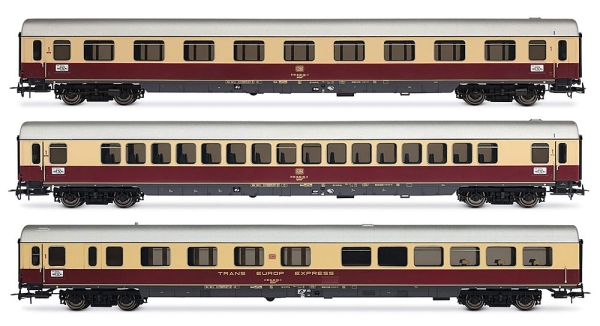 H0 D DB Reisezugwagen - Set 3x, " TEE Bavaria ", 4A, Ep.IV, rot- beige, etc.............................