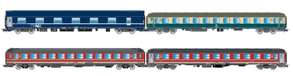 H0 I FS DB NS Reisezugwagen- Set 4x, 4A, Ep.V, " Italien- Holland- Express, TEN- Farbe, etc........................